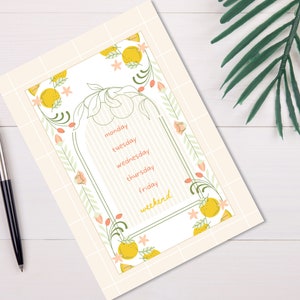 Monday, Tuesday, Weekend Printable