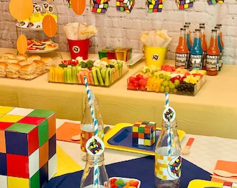Paquete de imprimibles para fiesta del Cubo de Rubik