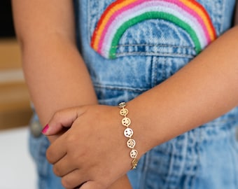 Gold Filled Smiley Face Chain-Toddler bracelet-Back to School-Back to School Outfit-mommy&me bracelet-baby bracelet-Matching Bracelets