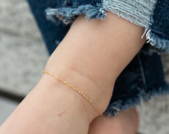 Mini Heart Link Anklet-Gold Anklet-Chain Anklet-Anklet for Women-Toddler Anklet-Anklet Bracelet-Baby Anklet-Toddler Jewelry-Baby Jewelry