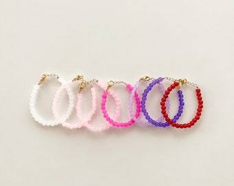 Bracelet de perles de la Saint-Valentin-Bracelet de perles de coeur-Bracelets de bébé-Bracelets pour tout-petits-Mommy&Me-Baby Girl Jewelry-Valentine's Day Gift-Matching