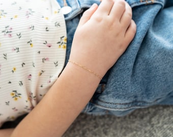 Mini Heart Link Gold Chain - Baby jewelry girl-Valentine's Gift-Baby Valentine's-baby bracelet-gold filled hearts-toddler bracelet-baby