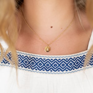 Personalized Initial Necklace-Letter Pendant Necklace-Gold Letter Necklace-Monogram Necklace-Custom Engraved Necklace-Gold Coin Necklace