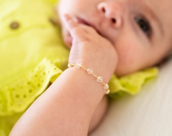 Chaîne en diamant blanc ou rose-Bracelet enfant-Mommy&Me Bracelet-Baby Bracelet-Girls Bracelet-Gold Filled Chain-Diamond bracelet-Bracelet rose