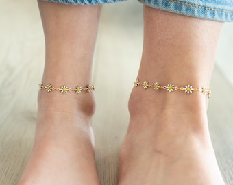 Daisy Chain Anklet-Gold Anklet-Chain Anklet-Anklet for Women-Toddler Anklet-Anklet Bracelet-Baby Anklet-Toddler Jewelry-Baby Jewelry-Anklets