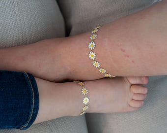 Big Daisy Chain Anklet-Gold Anklet-Chain Anklet-Anklet for Women-Toddler Anklet-Anklet Bracelet-Baby Anklet-Toddler Jewelry-Baby Jewelry