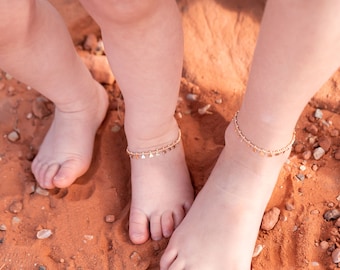 Dangly Heart Chain Anklet-Kids Anklet-Gold Anklet-Chain Anklet-Anklet for Women-Toddler Anklet-Baby Anklet-Toddler Jewelry-Baby Jewelry