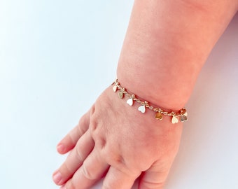 Gold Filled Heart Chain-Toddler bracelet-Easter Outfit-Easter Basket- Baby Girl Easter Gifts-baby bracelet-mommy&me bracelet-baby bracelet