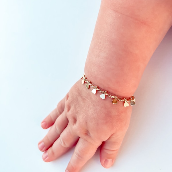 Gold Filled Heart Chain-Toddler bracelet-Easter Outfit-Easter Basket- Baby Girl Easter Gifts-baby bracelet-mommy&me bracelet-baby bracelet