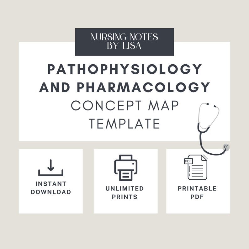 Pharmacology and Pathophysiology Concept Map for Nursing Students Printable Etsy