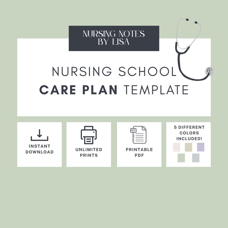 Nursing School Care Plan Template Great for Nursing Etsy