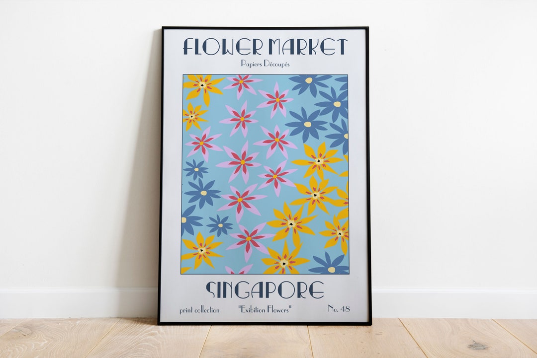 Flower Market Singapore, Flower Market Poster, Flower Shop Sign, Flower