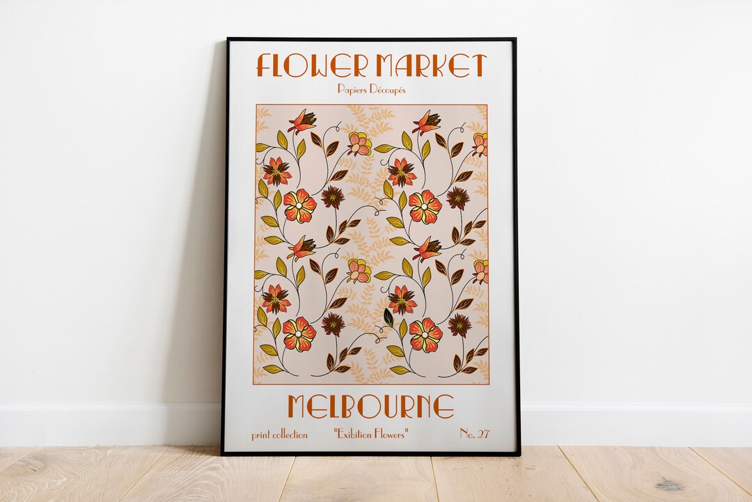 Flower Market Melbourne, Flower Market Poster, Flower Shop Sign, Flower