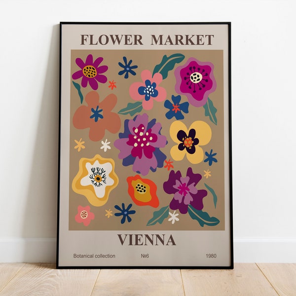 Flower Market Print, Flower Market Vienna, Flower Market Poster, Flower Shop Sign, Flower Poster, Printable Wall Art, Florist Gift