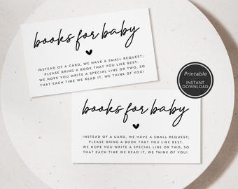 Printable Books for Baby Request | Printable Baby Shower Invite Insert | Instant Download | Baby Shower Book Request | Baby Library Insert