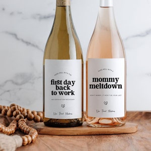 Milestone New Mom Wine Label Instant Download, Mommy Milestone Bottle Label, Baby Shower Bridal Gift Basket Printable, New Baby Wine Label