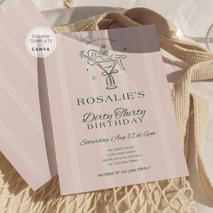 30th Birthday Invite Canva Template, Dirty Thirty Digital Invitation, Beach Club Tini Bit Older Happy 30th Birthday Whimsical Martini Invite