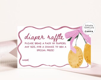 Ciao Baby Printable Diaper Raffle Entry Card Canva Template | Girls Baby Shower Invite Insert | BSIT35