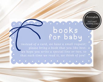 Books for Baby Shower Invite Insert Card | Printable Blue Boy Books for Baby Library Request | Instant Download BSIT36