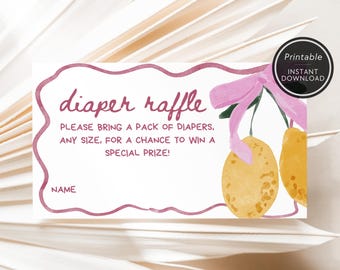 Ciao Baby Printable Diaper Raffle Entry Card | Girls Baby Shower Invite Insert | Instant Download BSIT35