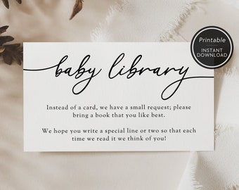 Printable Books for Baby Request | Printable Baby Shower Invite Insert | Instant Download | Baby Shower Book Request | Baby Library Insert