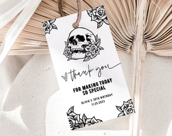Goth Halloween Favor Tag Canva Template, Gothic Party Thank You Tag, Halloween Birthday Gift Tag, DIY Halloween Printable Bridal Favor Tag