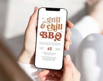 Summer BBQ Party Invitation Canva Template, Grill Out Cookout Party Invite, Backyard BBQ party, Graduation BBQ Party Invite, Digital Invite