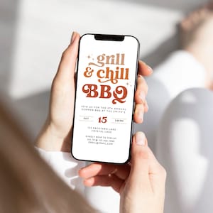 Summer BBQ Party Invitation Canva Template, Grill Out Cookout Party Invite, Backyard BBQ party, Graduation BBQ Party Invite, Digital Invite