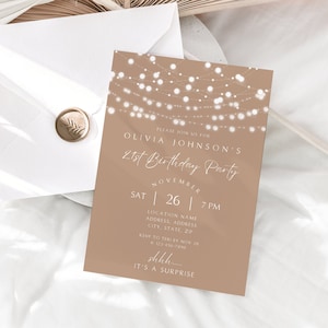 21st Birthday Invite Template, Surprise Birthday Party Digital Invite, DIY Canva Template, Happy 21st Birthday, Neutral Party Invitation