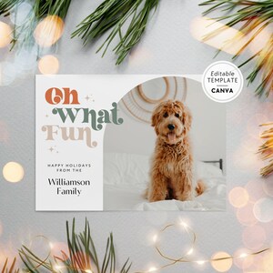 Retro Photo Christmas Card Canva Template, Boho Editable Holiday Card, Christmas Arch Photo Card Template, Xmas Card with Photo, Pet Photo