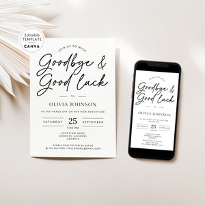 Farewell Invitation Canva Template, Goodbye and Good Luck Retirement Party Invitation, Editable Retirement Invite Digital Minimal Retirement