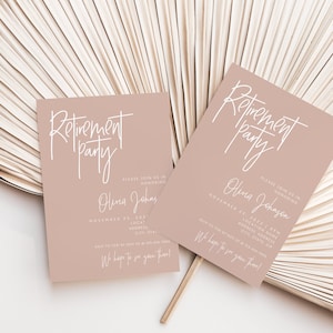 Minimal Retirement Party Invitation, Women's Retirement Celebration Invite, Instant Download, Canva Template, Editable Retirement Invite