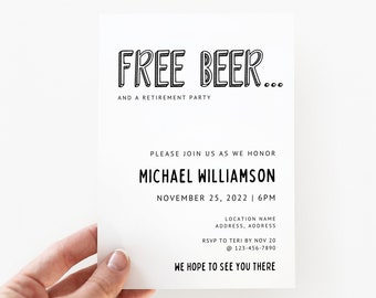 Funny Retirement Party Invitation, Minimal Retirement Celebration Invite, Instant Download, Canva Template, Editable Retirement Invite