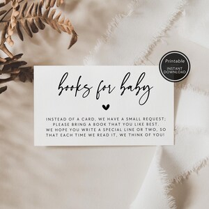 Printable Books for Baby Request | Printable Baby Shower Invite Insert | Instant Download | Baby Shower Book Request | Baby Library Insert