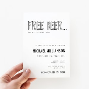 Funny Retirement Party Invitation, Minimal Retirement Celebration Invite, Instant Download, Canva Template, Editable Retirement Invite