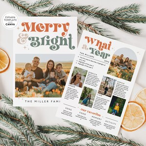 Year In Review Christmas Card Canva Template, Christmas Photo Card Newsletter, Editable Photo Collage Card, Printable Family Holiday Card