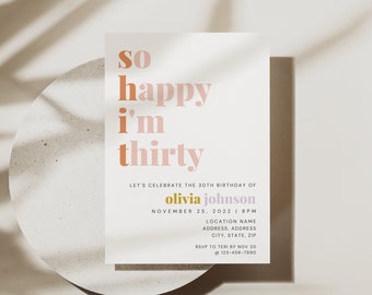 30th Birthday Invite Template, Modern Funny Birthday Party Digital Invitation, DIY Canva Template, Happy 30th Birthday, Funny Bday Invite