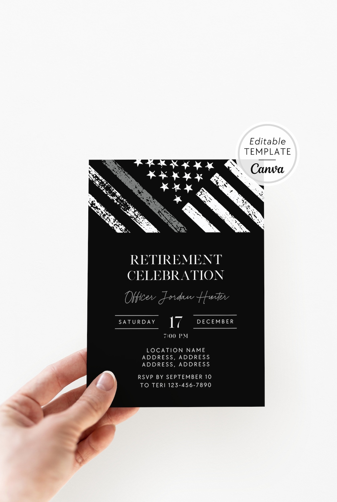 Correctional Officer Retirement Invitation, Printable Corrections Officer Invite, Thin Gray Line