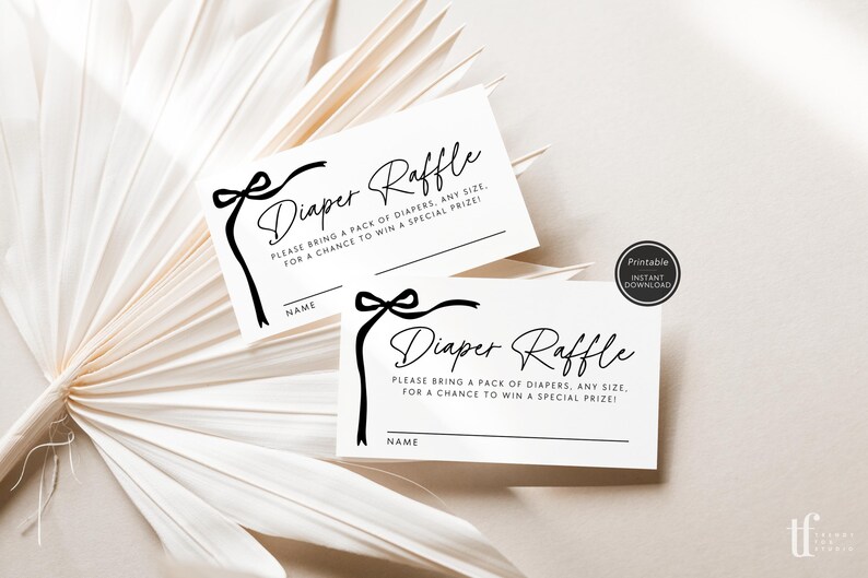 Printable Diaper Raffle Card Printable Coquette Bow | Baby Shower ...
