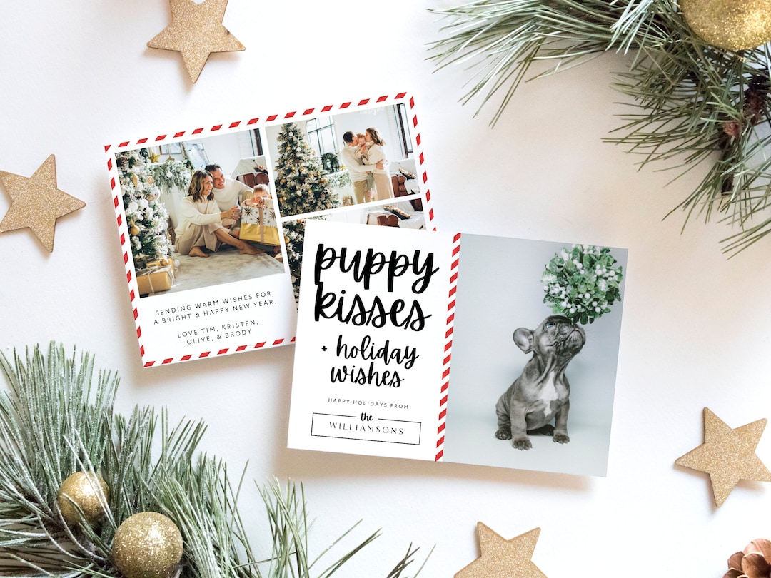 Dog Photo Christmas Card Canva Template, Cute Editable Family Holiday ...