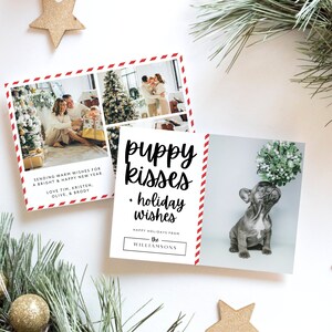 Dog Photo Christmas Card Canva Template, Cute Editable Family Holiday Card, Christmas Photo Card Template, DIY Xmas Card with Pet Photo