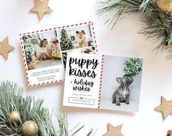 Dog Photo Christmas Card Canva Template, Cute Editable Family Holiday Card, Christmas Photo Card Template, DIY Xmas Card with Pet Photo
