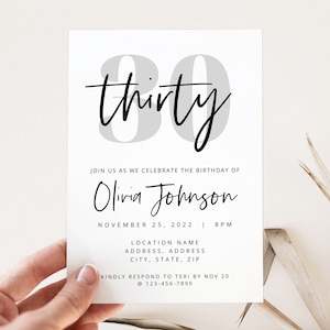Boho 30th Birthday Invite Template Canva, Hello 30 Birthday Party Digital Invitation, Happy 30th Birthday, Editable Modern Birthday Invite