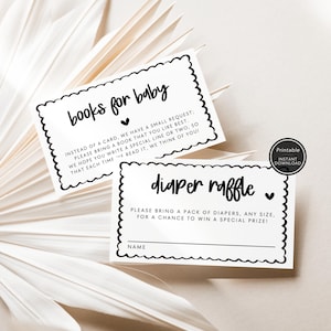 Printable Books for Baby Request & Diaper Raffle Game Card | Printable Baby Shower Invite Insert | Instant Download | Baby Library Insert