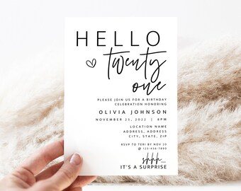 21st Birthday Invite Template, Boho Birthday Party Digital Invite, DIY Canva Template, Happy 21st Birthday, Editable Twenty One Bday Invite
