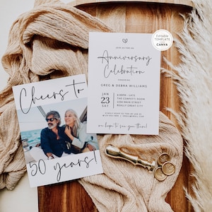 Modern Minimal 50th Anniversary Invitation Template Canva Template, Printable Anniversary Invite, We Still Do Wedding Anniversary Invitation