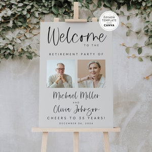 Retirement Celebration Welcome Sign Canva, Retirement Party Board, Retirement Party Sign Template, Printable Retirement Dual Photo Sign