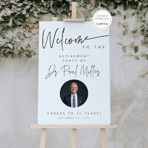 Retirement Celebration Welcome Sign Canva, Retirement Party Welcome Board, Retirement Party Sign Template, Printable Retirement Photo Sign