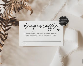 Printable Diaper Raffle Card | Baby Shower Invite Insert Instant Download | Baby Shower Game Printable | Diaper Raffle Ticket | Baby Raffle