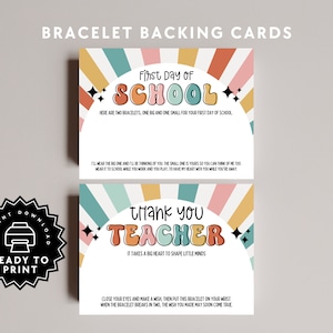 Printable Comfort Bracelet Backing Card, Instant Download, Back to School Wish Bracelet Display Card, Kindergarten or Teacher Gift, Display